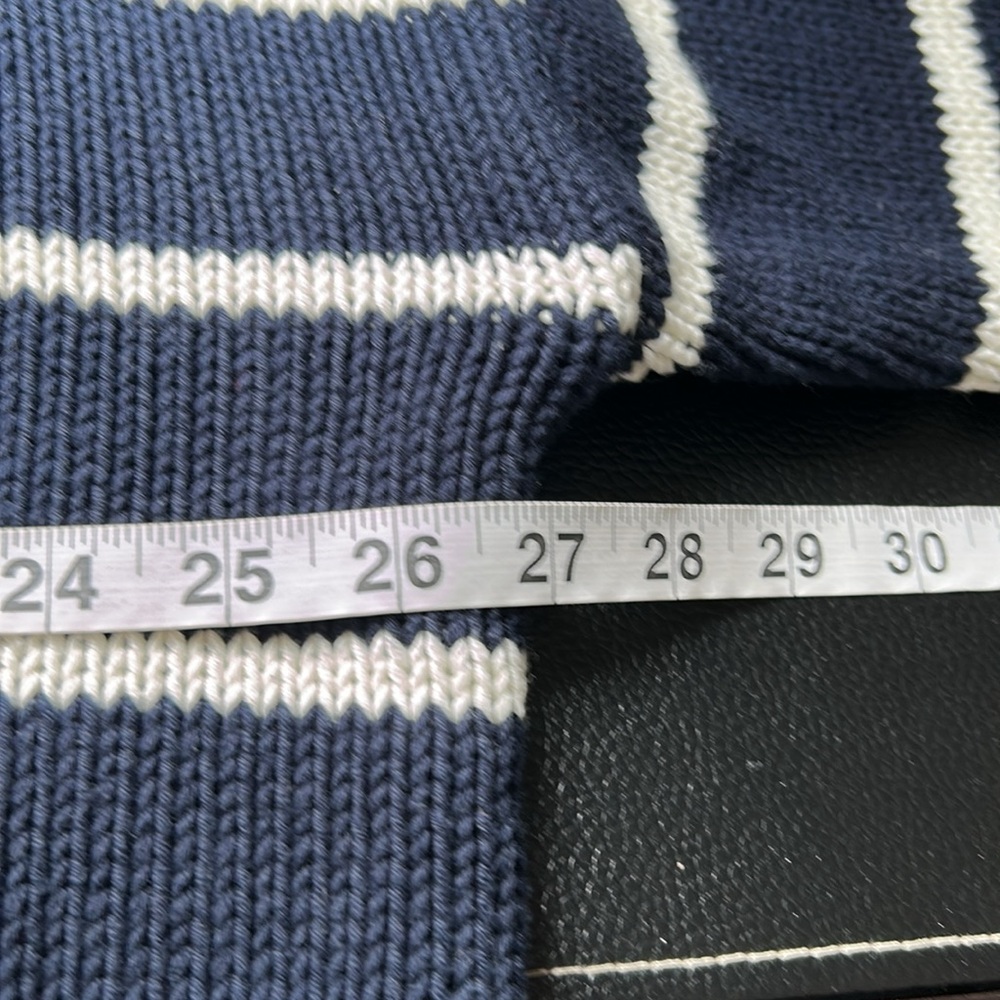 Jenni Kayne Chloe Striped Cotton Crewneck Sweater Boxy Navy Blue White Stripe L - Picture 8 of 11